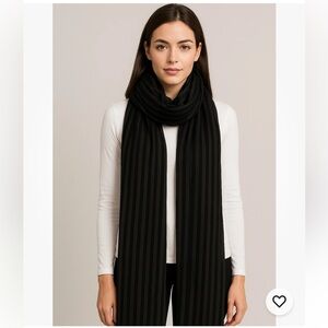 Vintage black silk chiffon shawl Wrap Scarf Vertical burnout stripe 25.5”x 78”